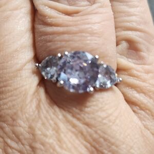 Silvertone and Ice Blue Gemstone Ring